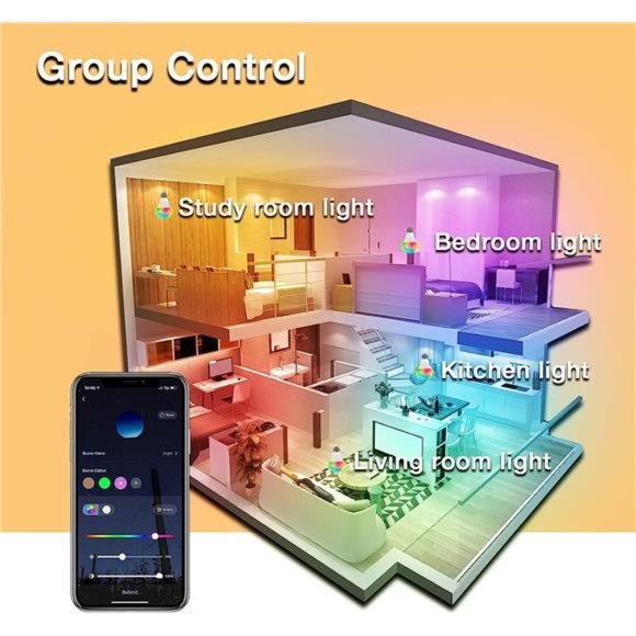 Smart Light Bulbs, RGBCW Wi-Fi Color Changing Led Bulbs Compatible with Alexa - Picture 6 of 6